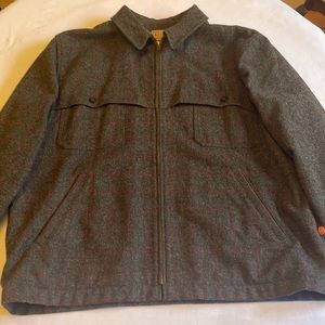 LL Bean wool blend Jack Shirt lined - dark grey / red plaid